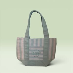 Trader Joe’s Striped Green  Canvas Mini Tote Bag – NWT – 13" × 10.5" × 6"
